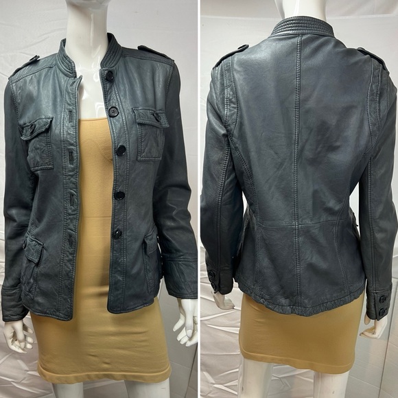 Gerard Darel Women’s 38 / Small Gray Soft Lamb Leather Moto Jacket - Picture 4 of 12